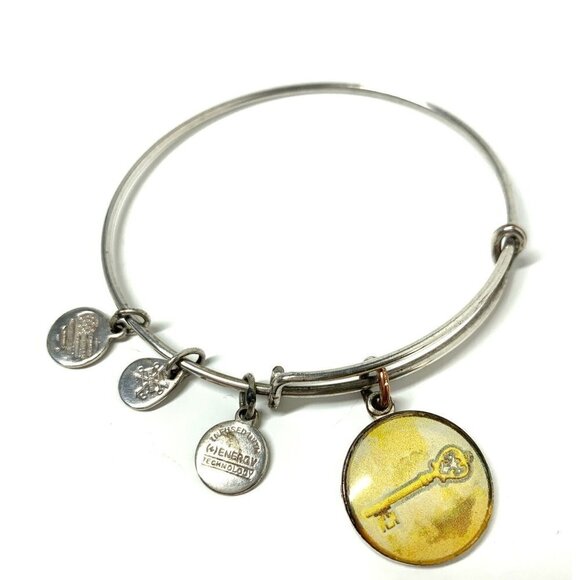 Alex and Ani Skeleton Key Charm Bracelet Silver Finish - Expands 2"- 3.5" - Picture 1 of 2